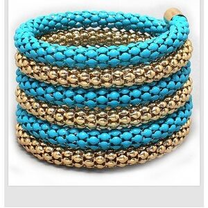 Turquoise and Gold Beaded Bracelet Set